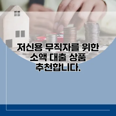저신용 무직자를 위한 소액 대출 상품 추천합니다.