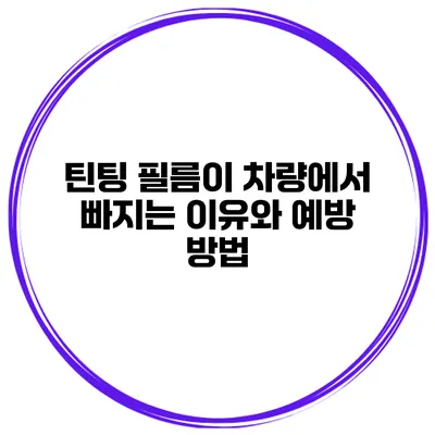 틴팅 필름이 차량에서 빠지는 이유와 예방 방법